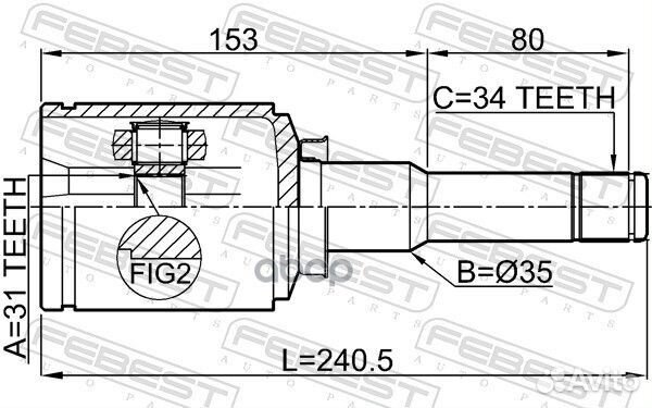 Шрус внутренний левый 31x35x34 1011-J300LH Febest