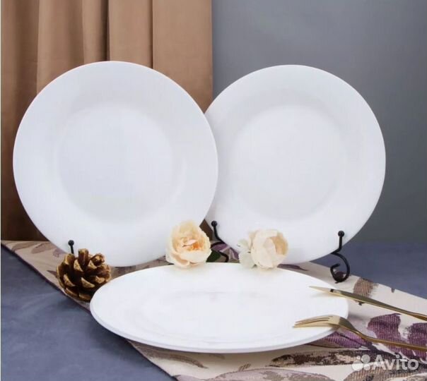 Новый Набор обеденных тарелок из опалового стекла