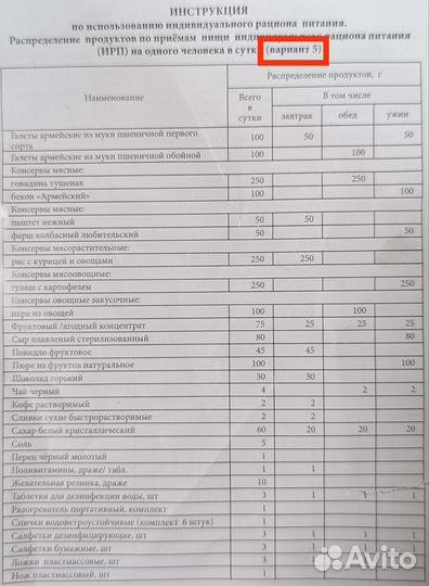 Ирп сухпай сухой паек
