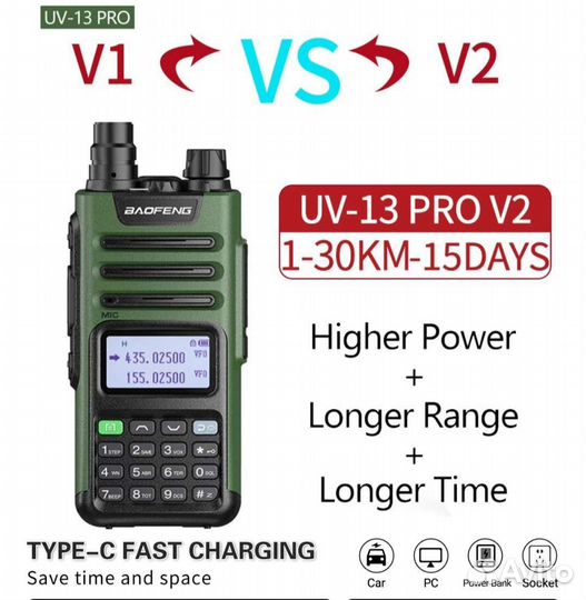 Рация BaoFeng uv 13 Pro V2 Long Range 10W