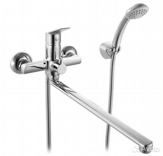 Смеситель для ванны с длинным изливом с керамическ