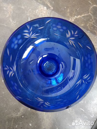 Ваза на ножке для фруктов конфет СССР цветная