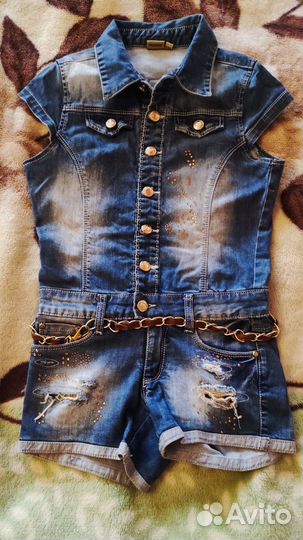 Джинсовый комбинезон для девочки 134 140