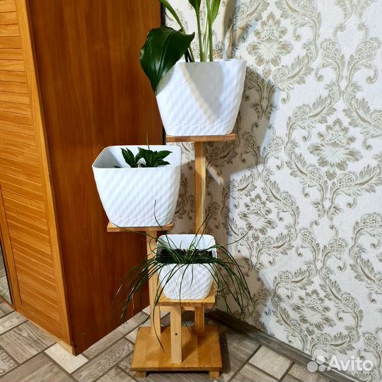 Подставка для цветов напольная деревянная