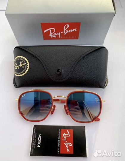 Очки ray ban hexagonal ferrari голубые