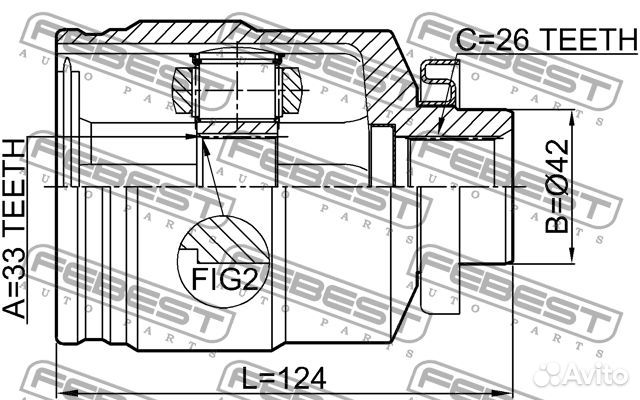 ШРУС внутренний правый 33x42x26 2,0-2,7