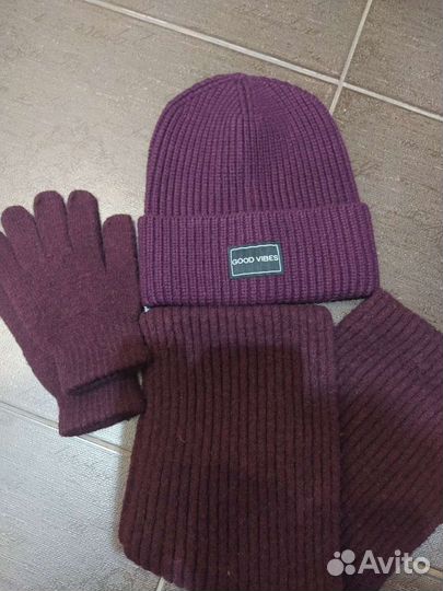 Шапка, снуд, перчатки (новое)