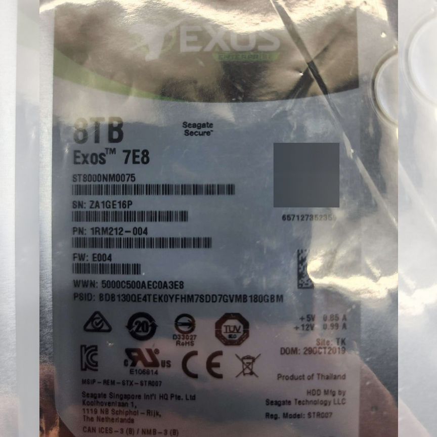 [ST8000NM0075] Exos 7e8 Seagate 8tb Sas Hdd Новые St8000nm0075