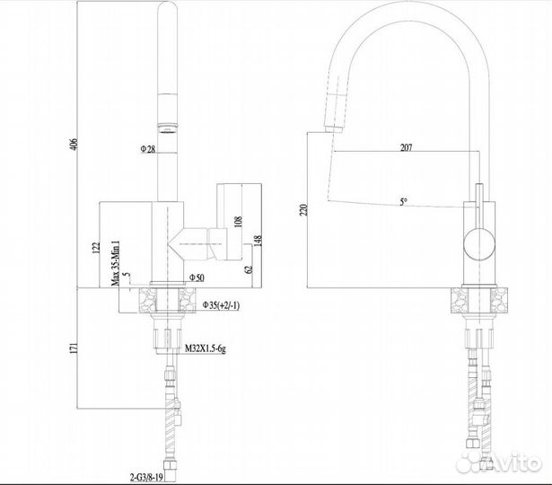 Смеситель для кухни haiba hb71304-3