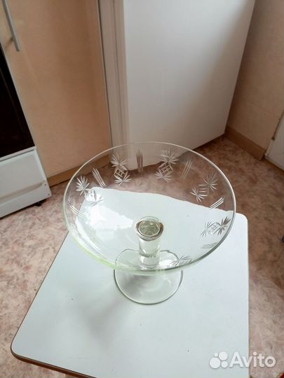 Ваза для фруктов на ножке стекло СССР