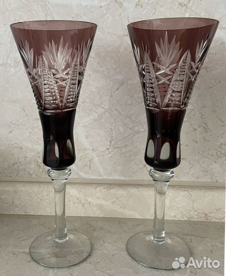 Фужеры Марганец Хрусталь СССР, 2 шт, 22,5 см