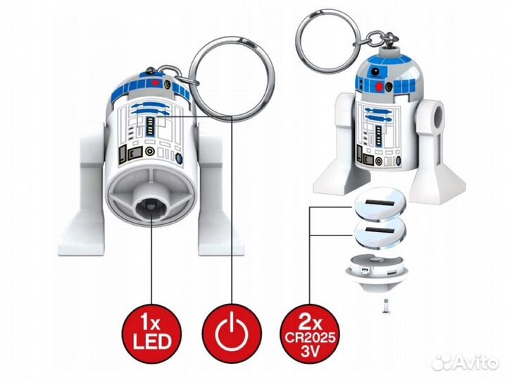 Брелок для ключей фонарик Lego R2D2