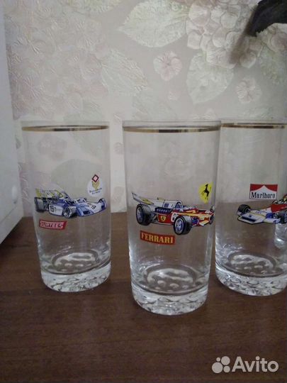 Чешские стаканы машинки ретро гоночные формула 1