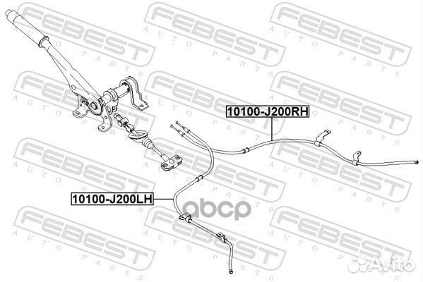 Трос ручного тормоза правый 10100-J200RH Febest