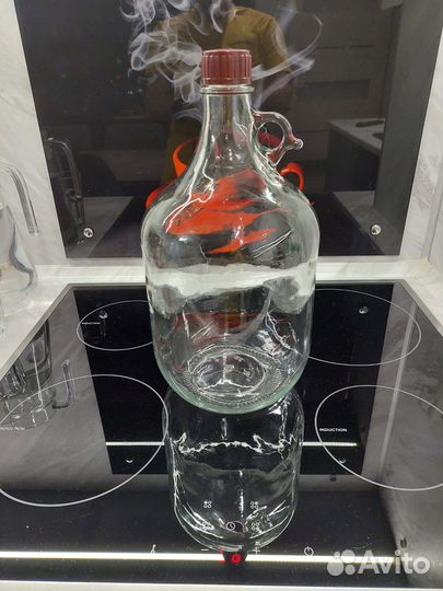 Бутыль 5 литров стеклянная с ручкой