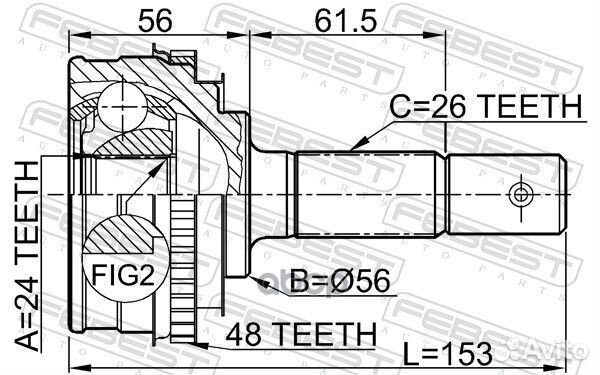 ШРУС наружный 24x56x26 0110-009A48 Febest