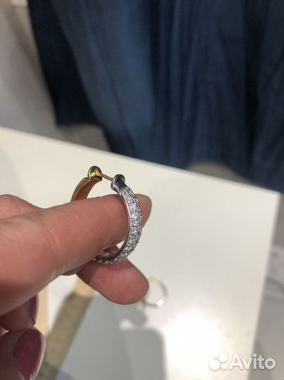 Золотые серьги с 56 бриллиантами, 18 карат.золото