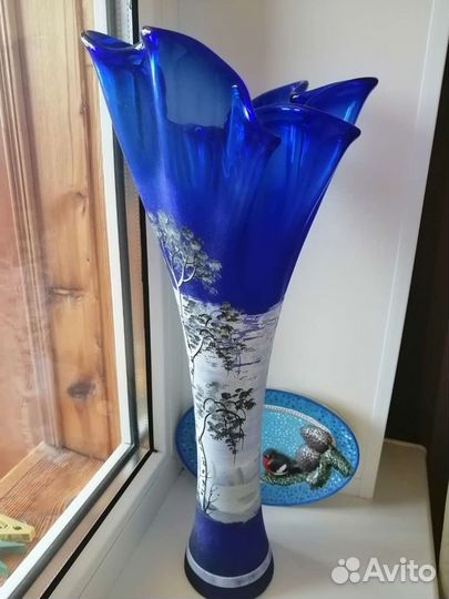 Ваза для цветов, ручная роспись