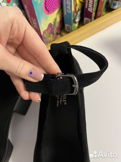 Туфли лоферы на платформе замшевые