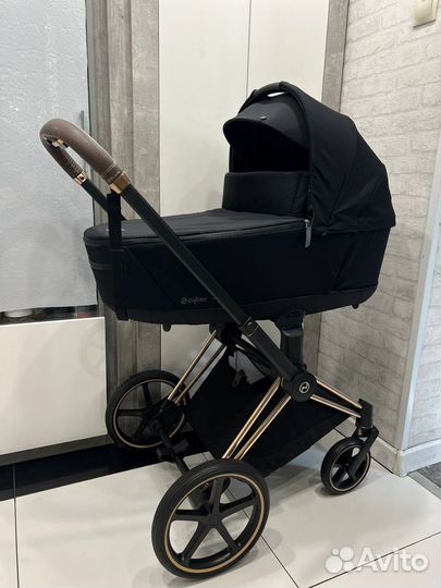 Коляска cybex priam Black 3 в 1 rose gold