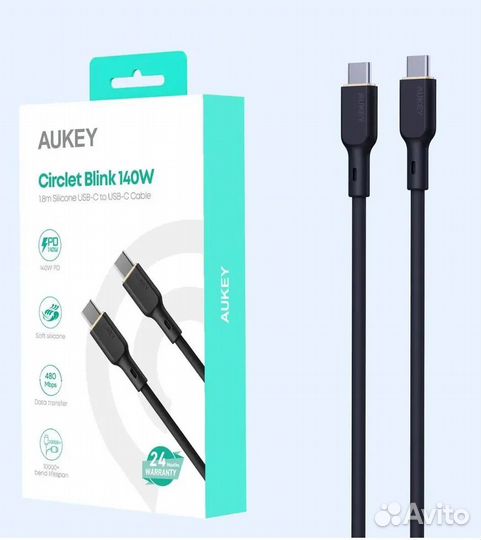 Кабель Aukey SCC141 1m black USB-C - USB-C Silico