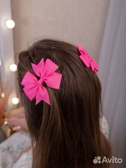 Атласный бант для волос на заколке, 2 шт