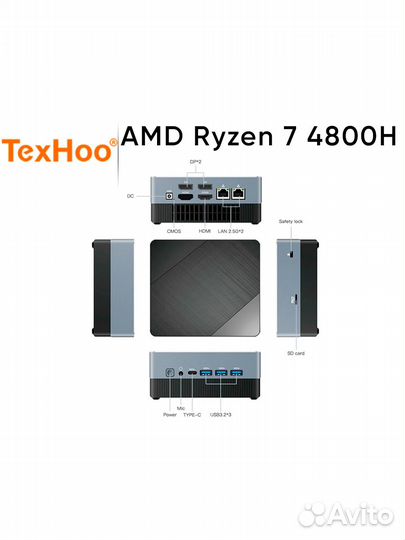 Мини компьютер Texhoo AMD Ryzen 7 4800H, 0/0 гб