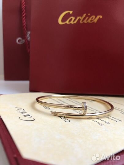 Золотой браслет cartier гвоздь с брилл. 585п