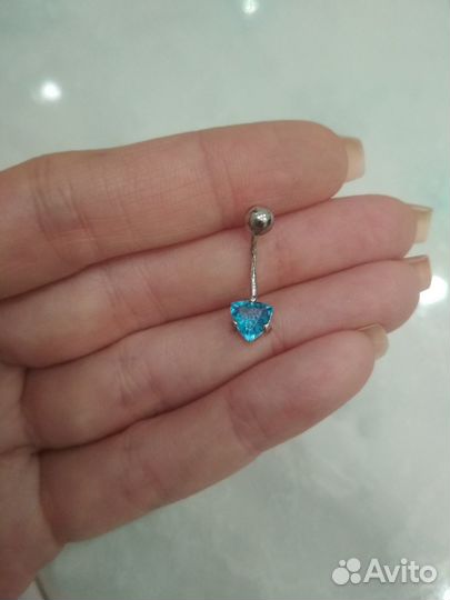 Пирсинг для пупка серебряный с алпанитом