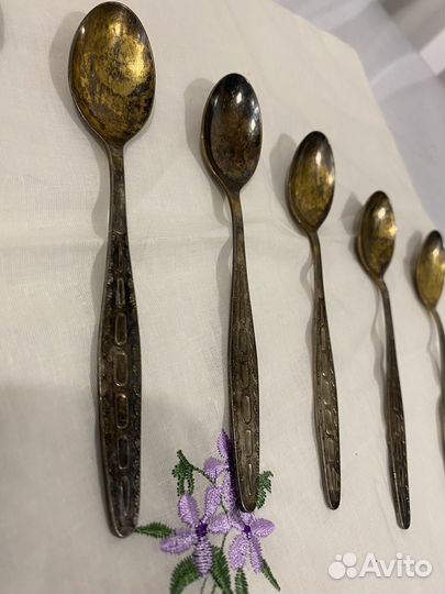 Ложка чайная мельхиор золочение новые