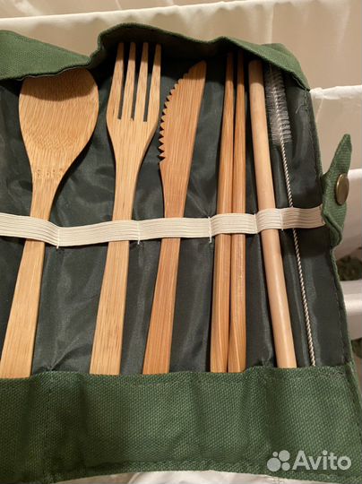 Набор многоразовых столовых приборов из дерева