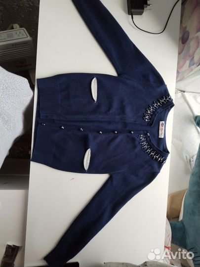 Кофта школьная для девочки 134 синяя