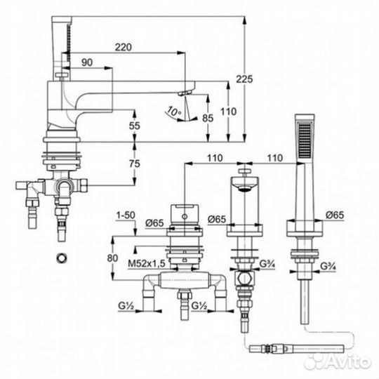 Смеситель на борт ванны Kludi Zenta SL 484480565