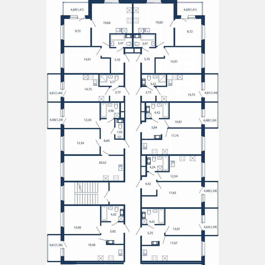 3-к. апартаменты, 54,8 м², 2/5 эт.