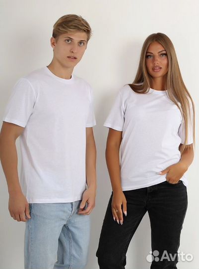 Футболка базовая белая однотонная Унисекс