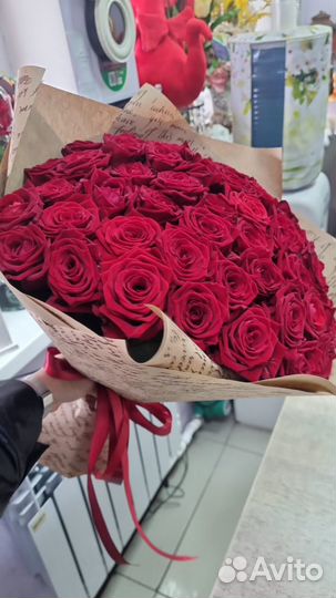 51 роза букет цветы