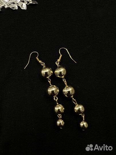 Серьги женские украшения золотые длинные