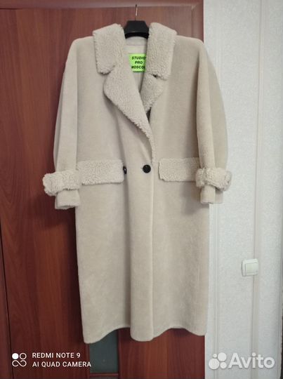 Шуба оверсайз из натурального овечей шерсти