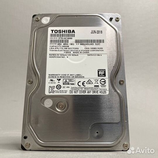 Жесткий диск Toshiba 500 гб DT01ACA050