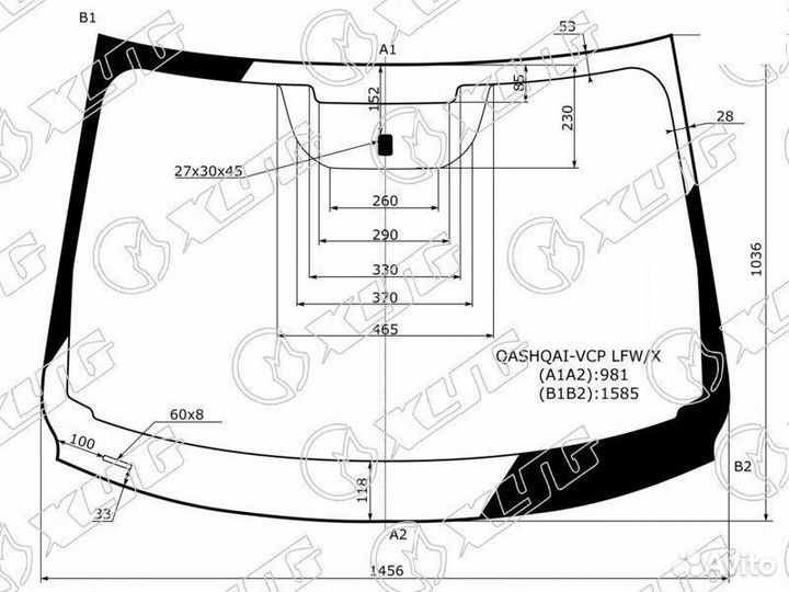 Стекло лобовое + дд nissan qashqai 18