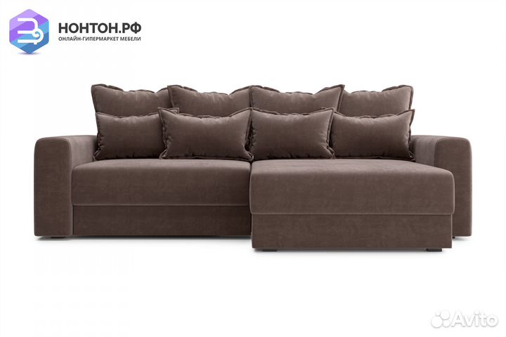 Диван угловой тик-так Омега коричневый