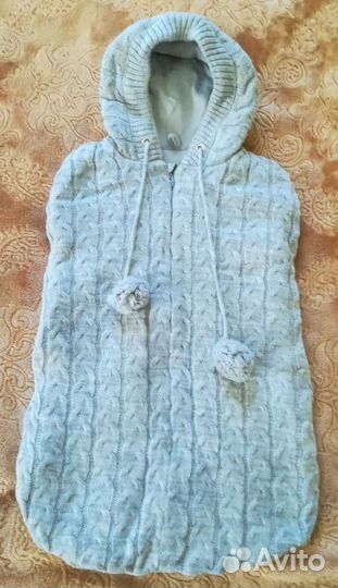 Конверт вязаный утеплённый LEO серый р. 50-56