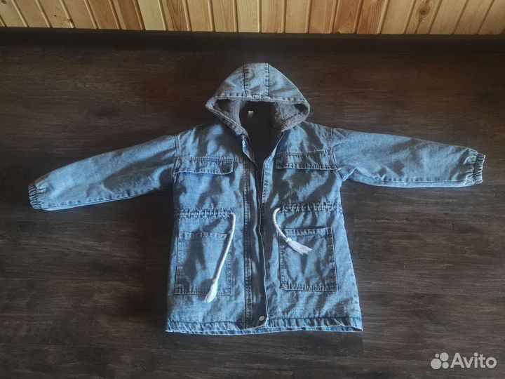 Джинсовая куртка с мехом женская размер m