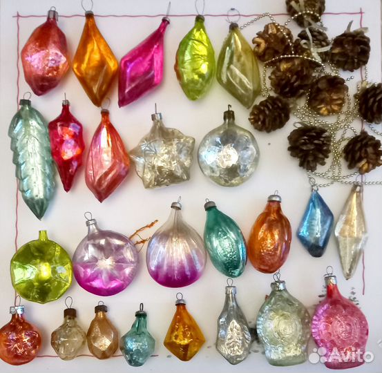 Елочные игрушки СССР стеклянные