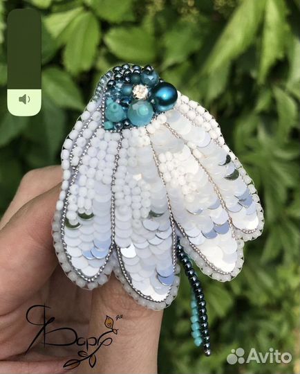 Брошь ручной работы цветок