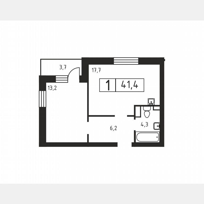 2-к. квартира, 41,4 м², 1/3 эт.