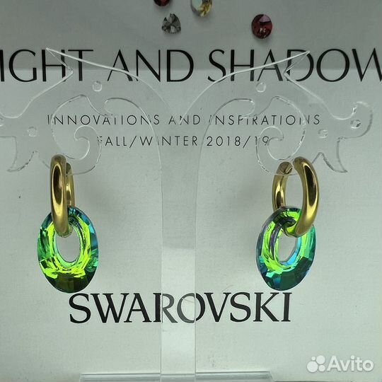 Серьги со Swarovski трансформеры зеленые