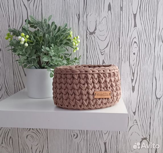 Корзинка из трикотажной пряжи
