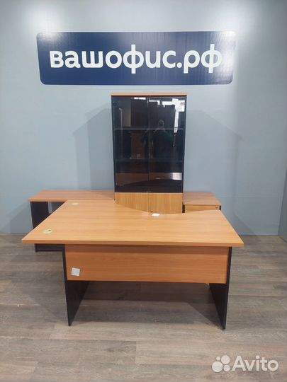 Комплект офисной мебели стол шкаф тумба ольха черн