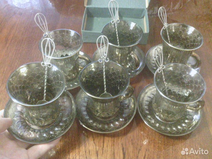 Кофейные чашки блюдца ложечки